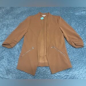 Maurice’s NWT Blazer Jacket Women’s M Camel Open Front 3/4 Sleeve Lightweight
